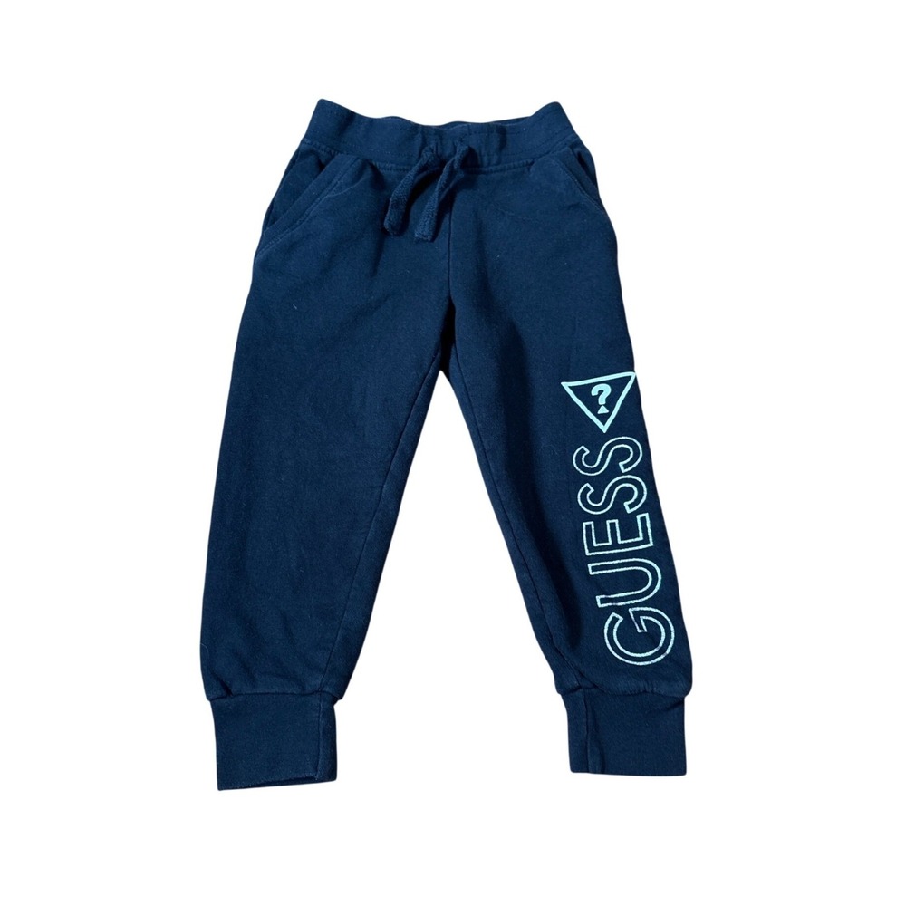 Guess Joggers Kids Navy Blue Logo Graphic Fleece Sweatpants SIZE 4